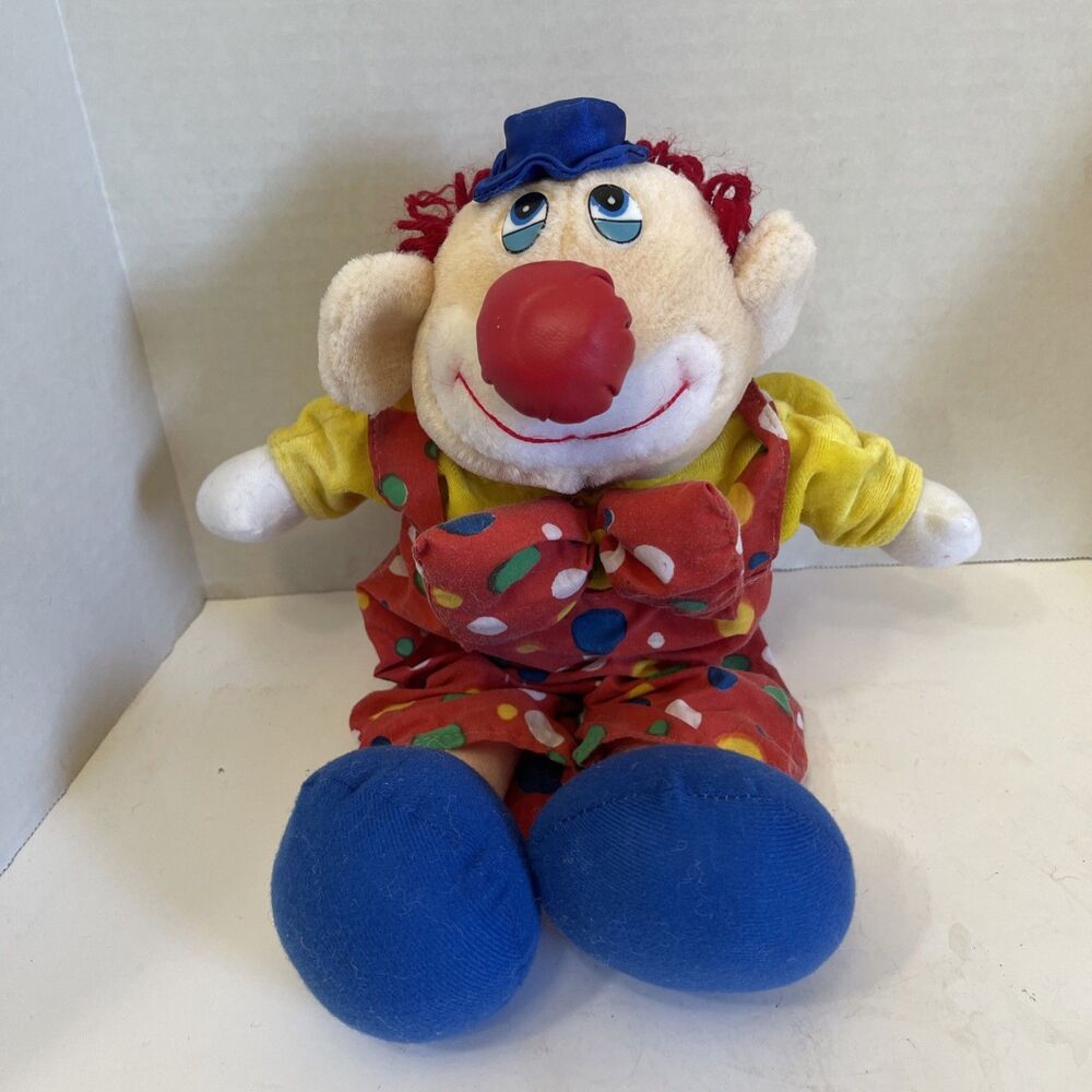 Lovingly Yours Clown Doll Plush 15" Polka Dot With Bow Tie Creepy